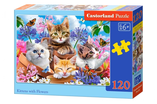 Puzzle Enfantin Chatons avec Fleurs