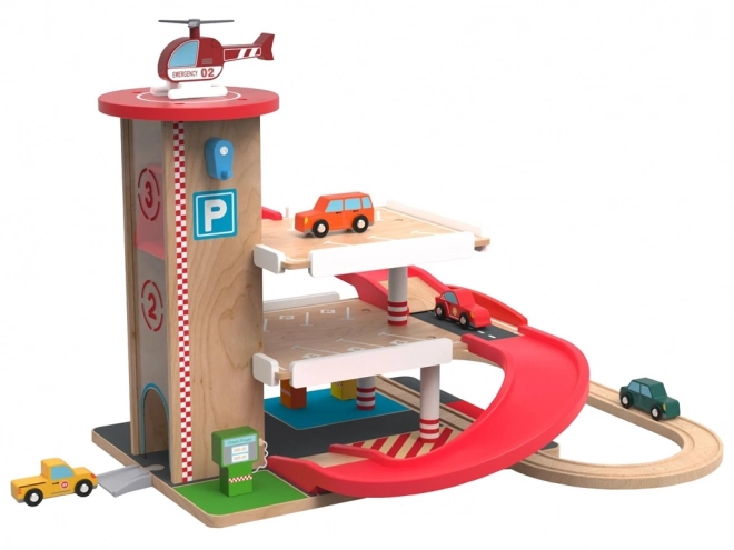 Garage en bois avec chemin de fer pour enfants