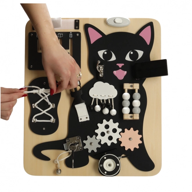 Planche sensorielle en bois Chat