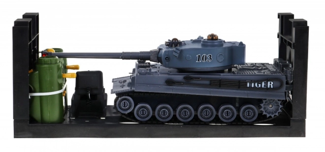 Chars radiocommandés 2 T-34 vs. Tiger pour enfants 3+ Modèles à tir 1:28 + Grande bataille de chars + Sons lumineux