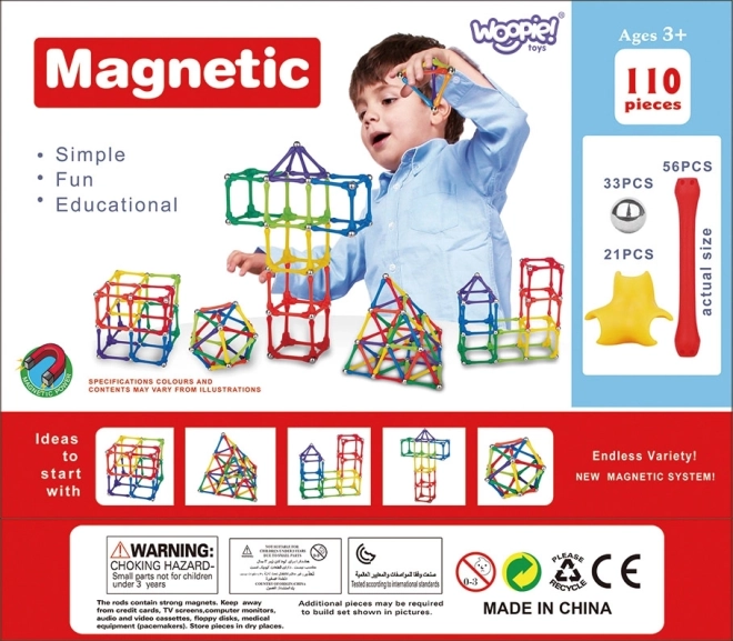 Jeu de construction magnétique Woopie 110 pièces