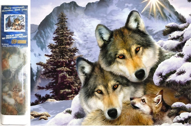 Kit de peinture diamant - famille de loups