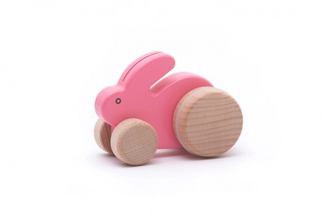 Bajo Petit lapin rose en bois à main