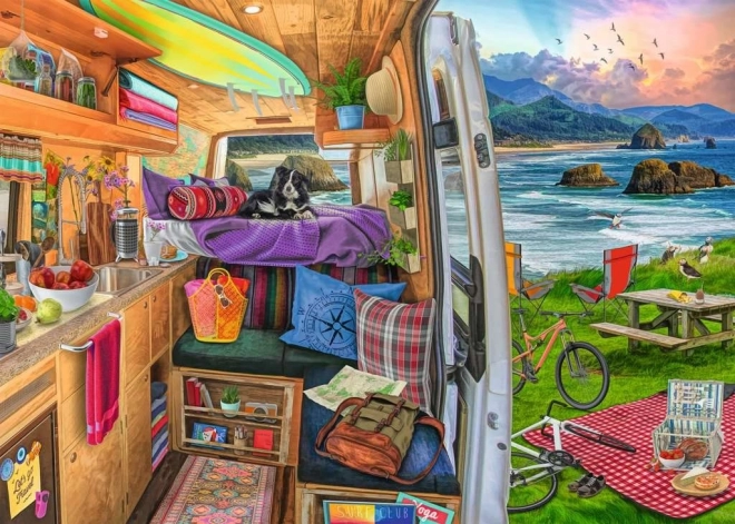 RAVENSBURGER puzzle vue depuis le camping-car XXL 500 pièces