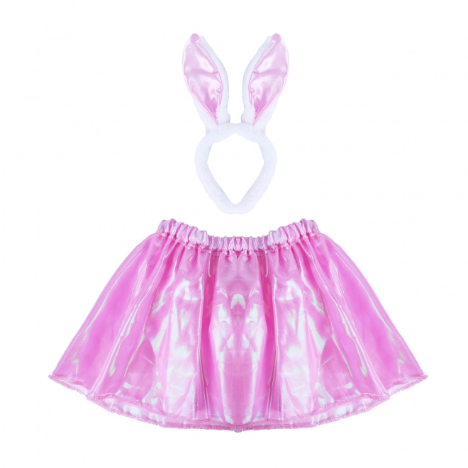 Costume de lapin avec jupe rose et oreilles de lapin