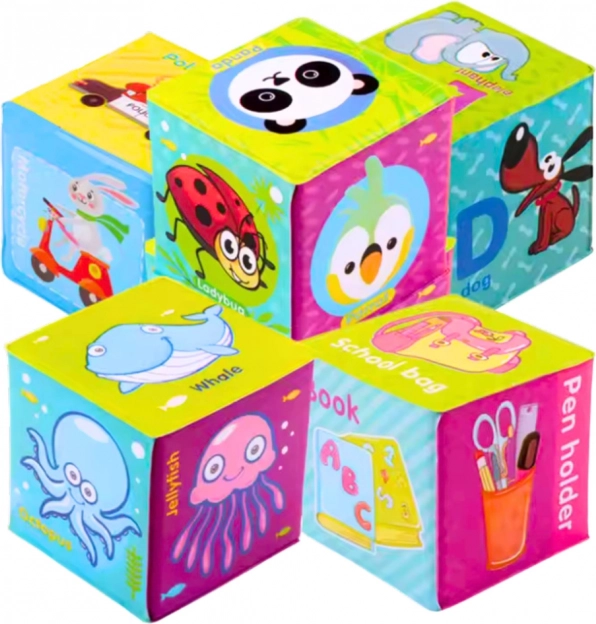 Blocs éducatifs colorés avec images et lettres