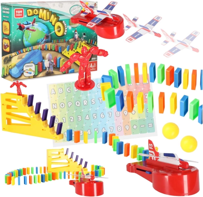 domino avec lanceur d’avions – kit de construction éducatif STEM
