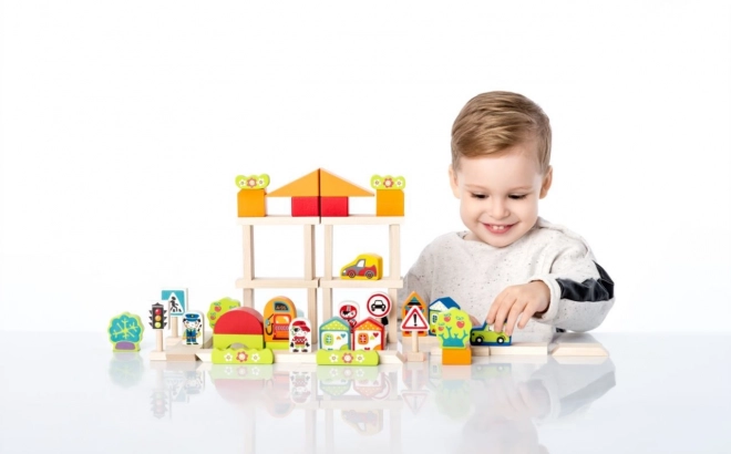 CUBIKA 13913 Transport en ville - jeu de construction en bois 55 pièces
