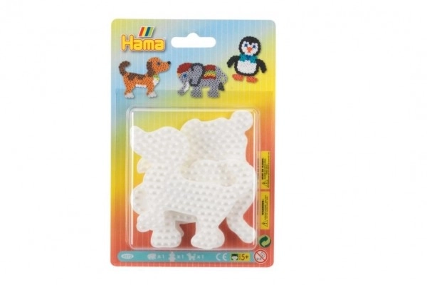 Plaque pour perles à repasser Hama MIDI éléphant, pingouin, chien en plastique 3 pièces sur carte 12x18x3cm