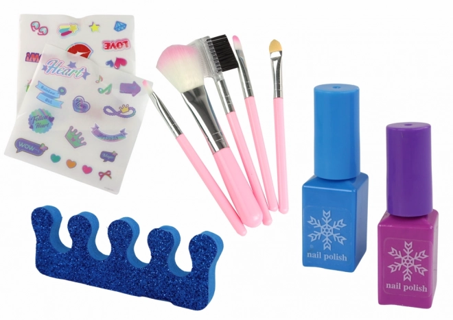 Set de cosmétiques Cosmétique Maquillage Fabrication d'ongles Coffre bleu