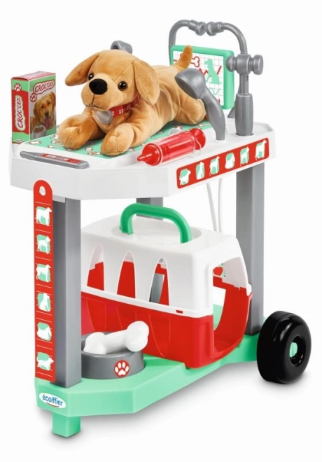 Chariot pour vétérinaires avec chien en peluche