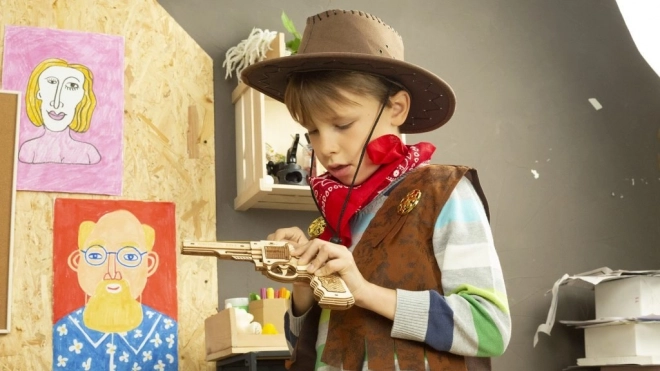 Puzzle mécanique en bois 3D Revolver Corsac RoboTime