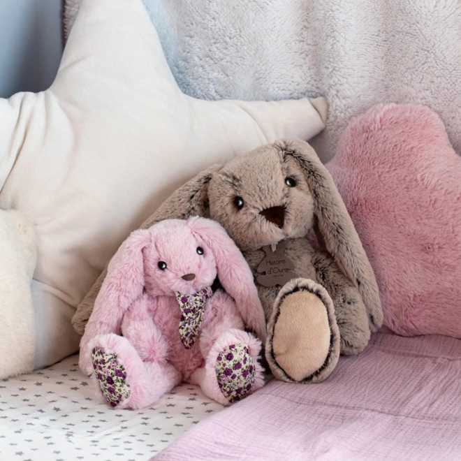 Doudou Histoire d'Ours Peluche lapin rose 25 cm