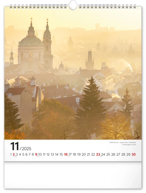 Calendrier mural Prague 2025, 30 × 34 cm