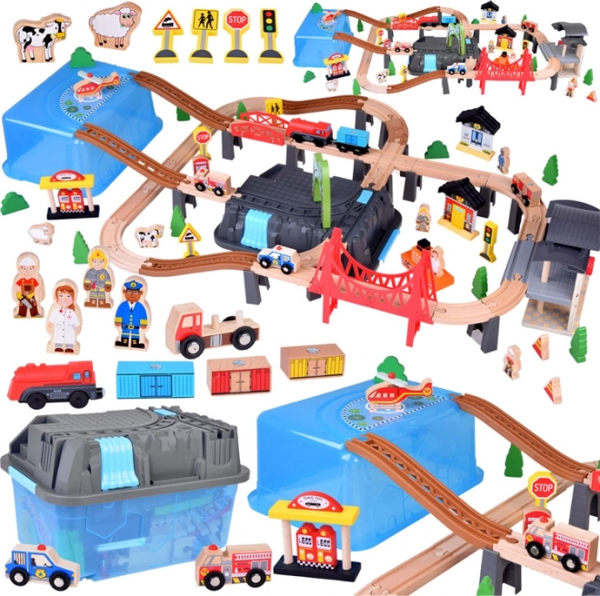 Rails en bois avec train urbain 100 pcs