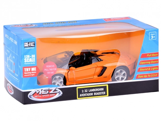 Modèle de voiture en métal Lamborghini Aventador Roadster 1:32 interactif
