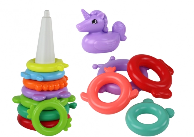 Pyramide Puzzle Licorne 13 cercles Colorés 43cm x 18cm x 18cm