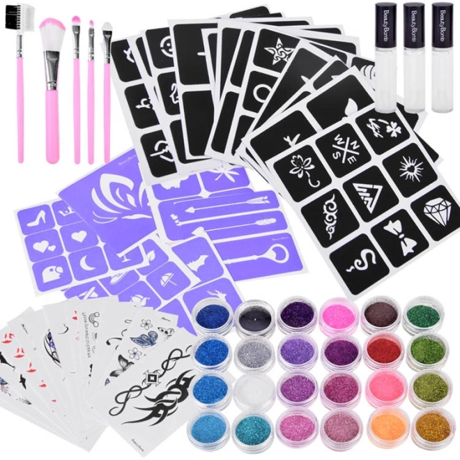 Grande trousse de tatouages pailletés pour enfants
