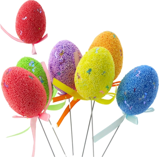 Oeufs de Pâques à piquer avec petit nœud, assortiment coloré de 6 pièces