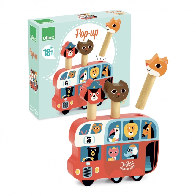 Jeu de bus à ressort en bois avec des animaux