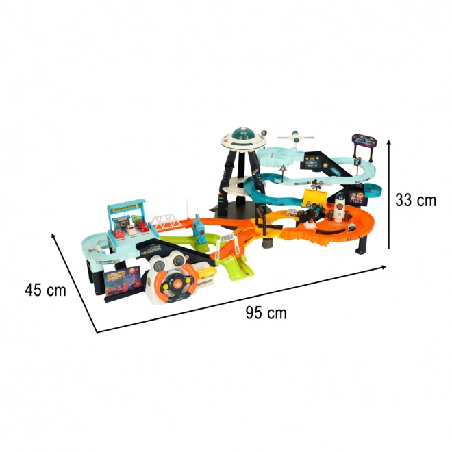 Circuit de voiture spatial à plusieurs niveaux avec volant
