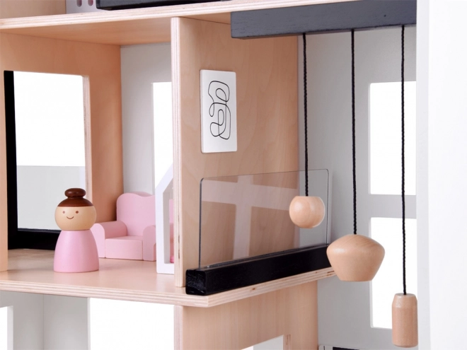Maison de poupée en bois dans le style loft