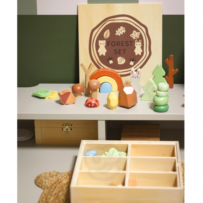 Ensemble forestier avec blocs en bois Tooky Toy