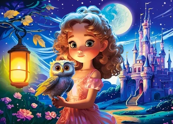 Puzzle 120 pièces princesse avec chouette
