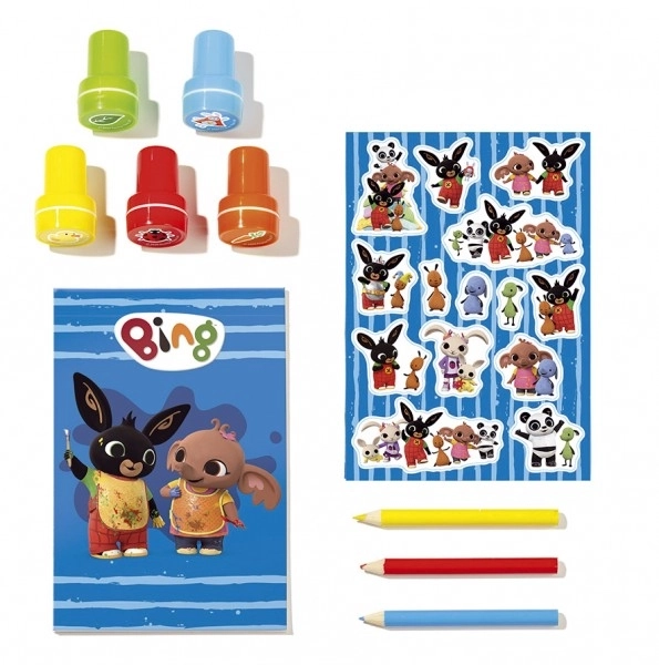 Ensemble de tampons et autocollants Bing Bunny en boîte 18x25x3,5cm