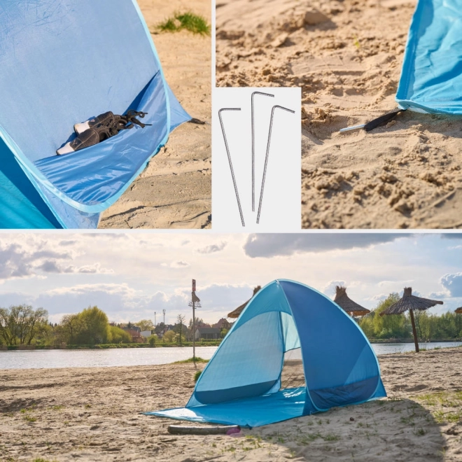 Tente de plage auto-déployante bleue