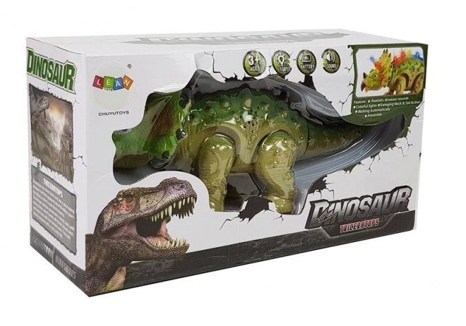 Dinosaure à piles Triceratops vert