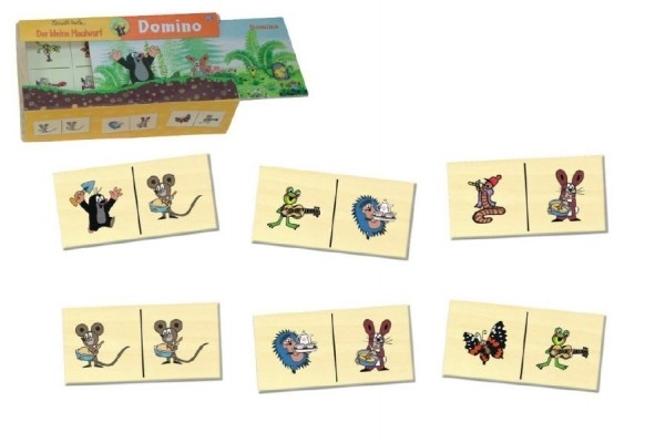 Domino Krtek jeu de société en bois 28 pièces dans une boîte en bois 18x11x5cm