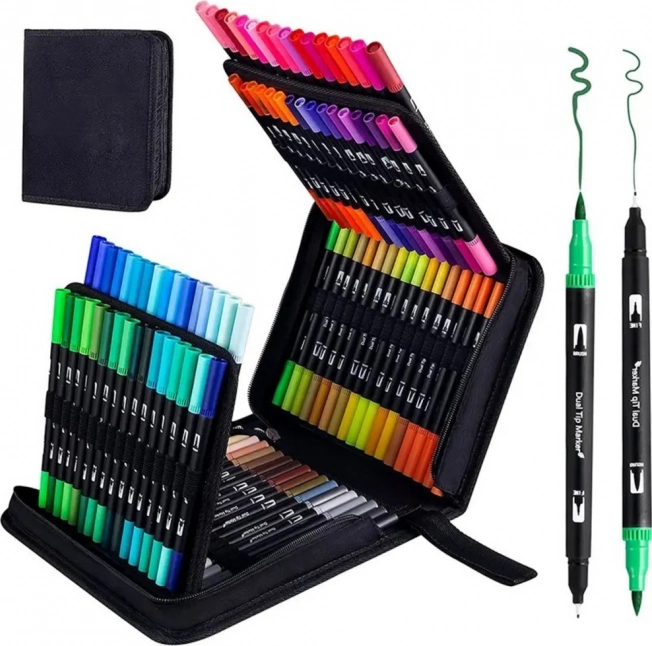 Ensemble de 120 feutres colorés double pointe étanches