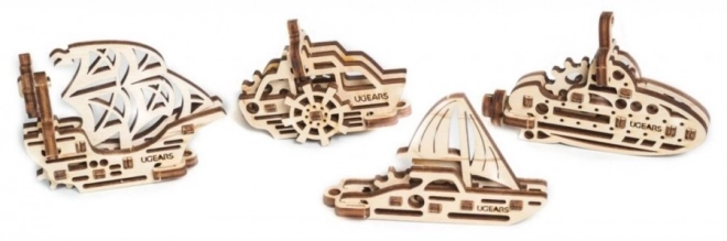Ugears 3D puzzle mécanique en bois - quatre pendentifs mécaniques