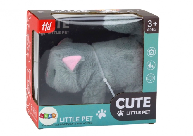 Chat en peluche interactif gris