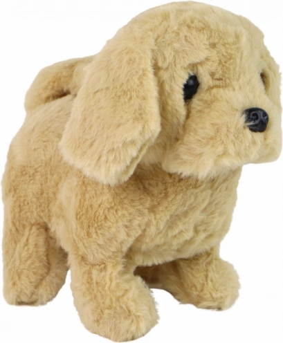 Jouet interactif chien qui marche et aboie beige
