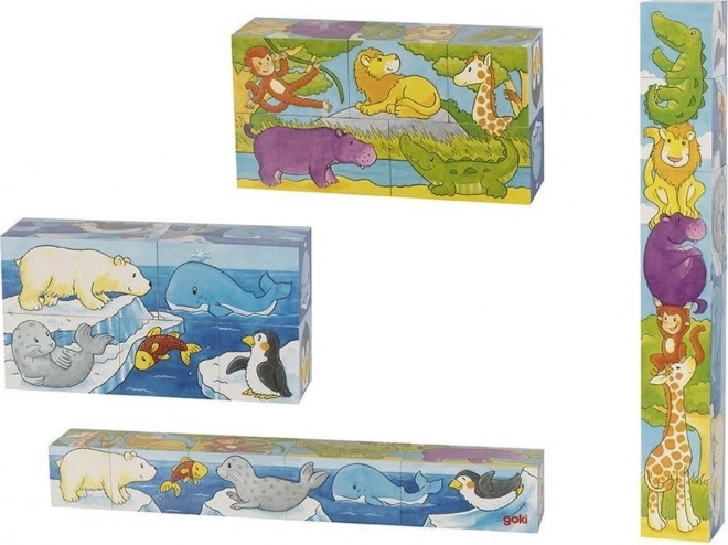 Blocs en bois Safari et Arctique, 5 blocs