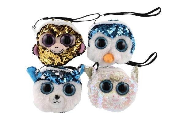 Porte-monnaie en tissu pour fille avec motif animal et paillettes, avec accessoires pour cheveux