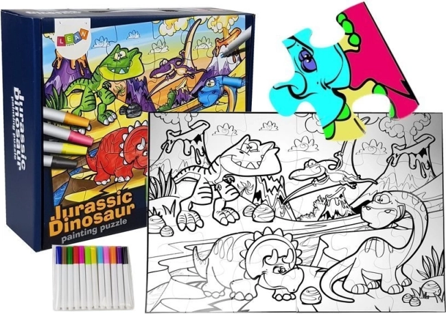 Puzzle à colorier Dinosaures avec feutres
