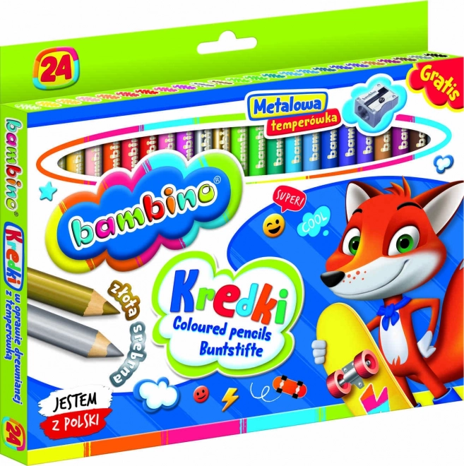 Crayons de couleur avec taille-crayon Bambino - 24 pièces