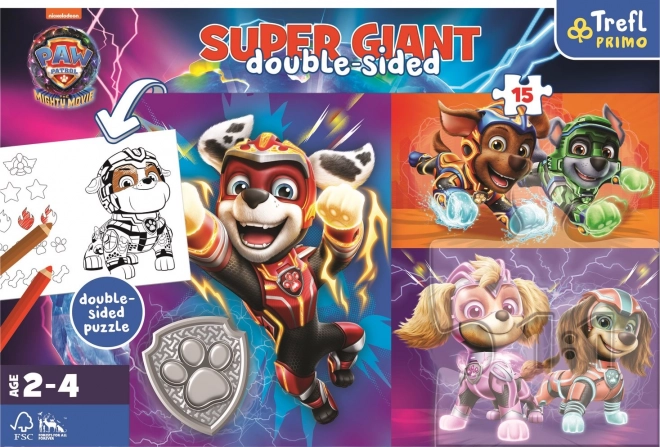 Puzzle GÉANT recto-verso Super équipe Pat'Patrouille/Paw patrol 15 pièces dans boîte 40x27cm 24m+