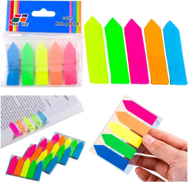 Flèches index adhésives en couleurs 45×12 mm