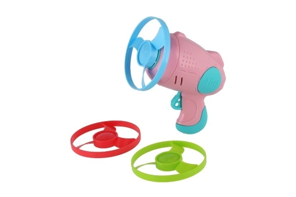 Hélice à lancer 3 pièces + démarreur pistolet plastique 4 couleurs sur carte 21,5x26x6cm