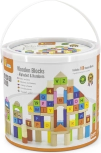 VIGA blocs éducatifs en bois 100 pcs – lettres et chiffres