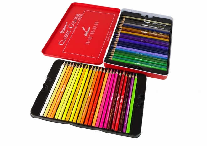 Ensemble de 48 crayons de couleur pour artistes dans un conteneur en métal