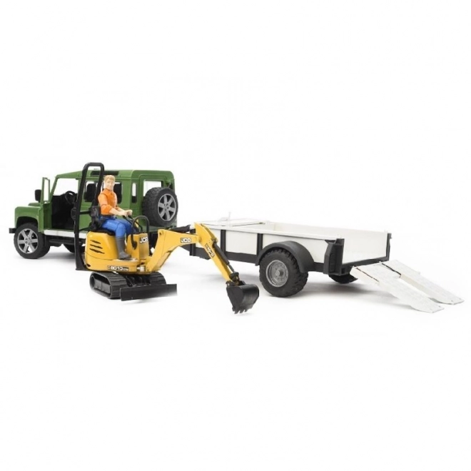 Ensemble de jeu Bruder SUV et mini-pelle à chenilles JCB avec remorque