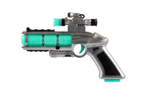 Pistolet avec viseur plastique 20cm à piles avec son et lumière dans une boîte