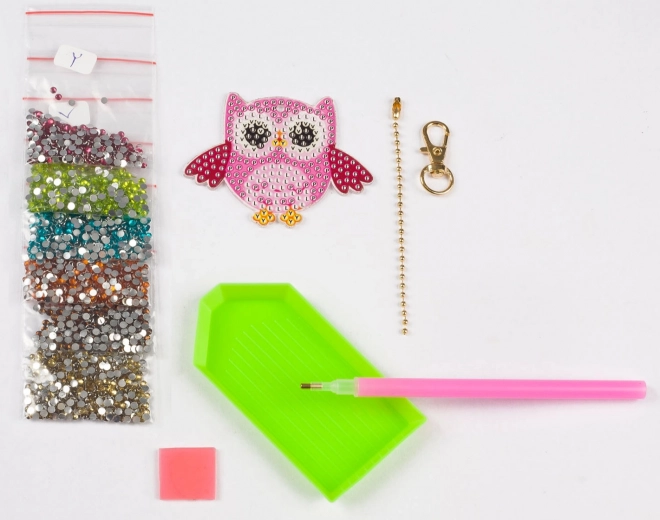 Peinture diamant pendentif Hibou