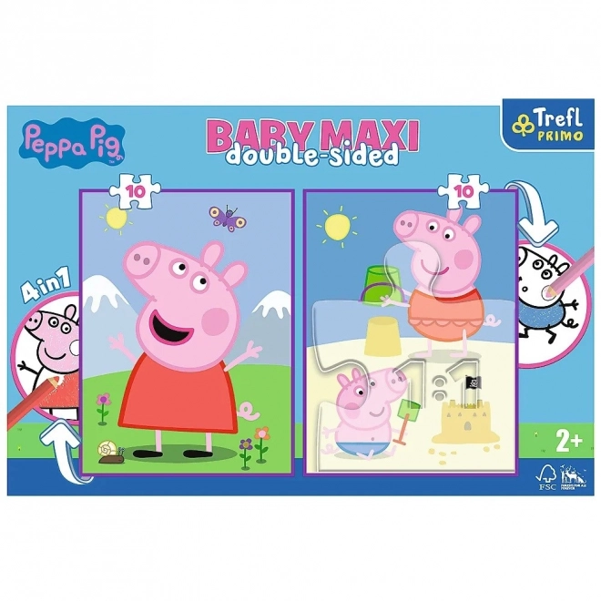 Bébé MAXI 2x10 pièces puzzle La journée joyeuse de Peppa, Petit Cochon Peppa