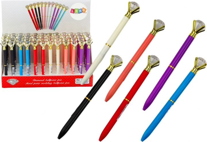 Stylo à bille avec cristal, recharge bleue 0,7 mm – assortiment de couleurs